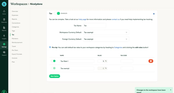 Expensify - Workspace Editor screen