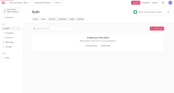 User - Appwrite screen