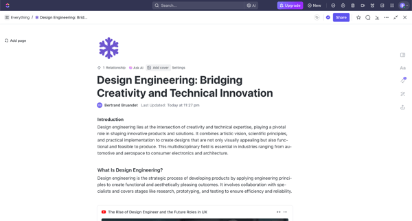 Design Engineering Bridging Creativity and Technical Innovation from ClickUp