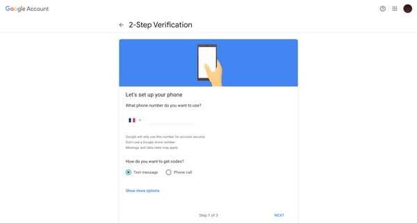 2-Step Verification screen