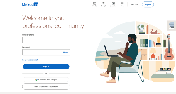 LinkedIn Log In or Sign Up screen
