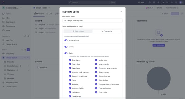 All Folders | Nicelydone Workspace 01 Overview screen