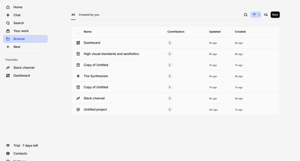 Browse – Dovetail screen