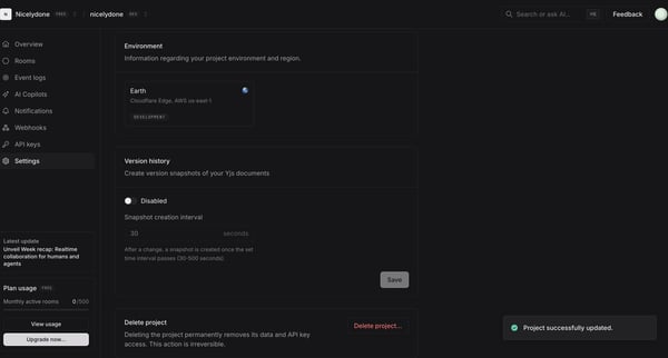 nicelydone (Development) | nicelydone (Development) | Settings screen