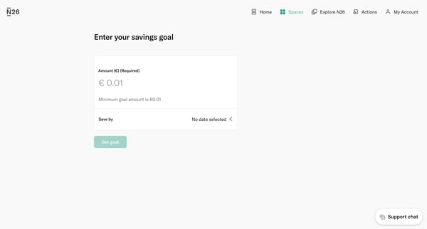 Savings goal — N26 screen
