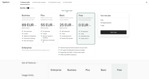 Typeform - Checkout screen