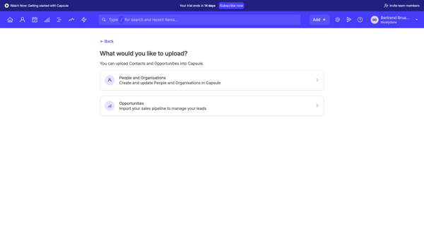 Import | Nicelydone CRM screen