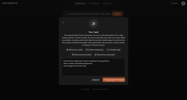 Anthropic Console screen