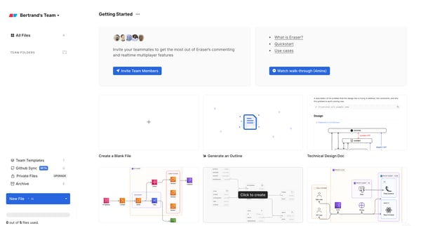Bertrands Team Workspaces — Eraser screen