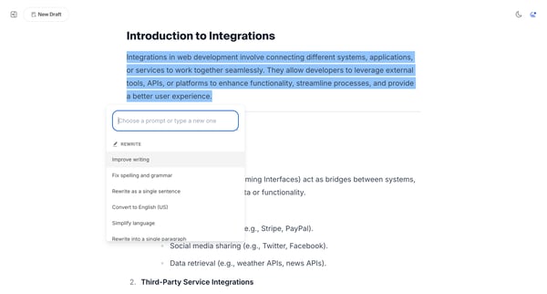 Free AI-powered Markdown WYSIWYG editor — Hashnode screen