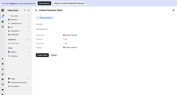 Help Desk | Nicelydone  Intercom screen