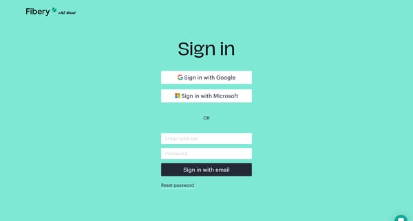 Login — Fibery — Fibery screen