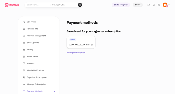 Payment methods screen