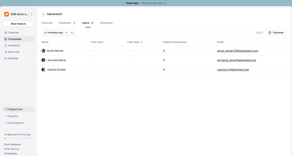 Company › Advantech › Users screen