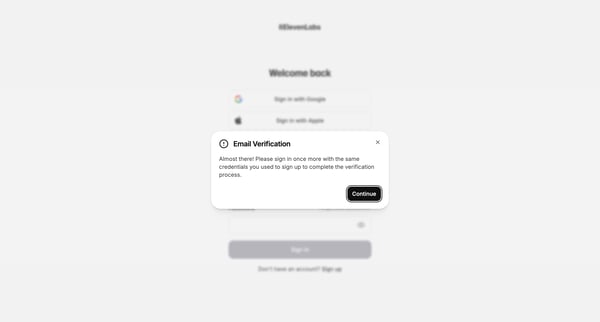 Sign In | ElevenLabs screen