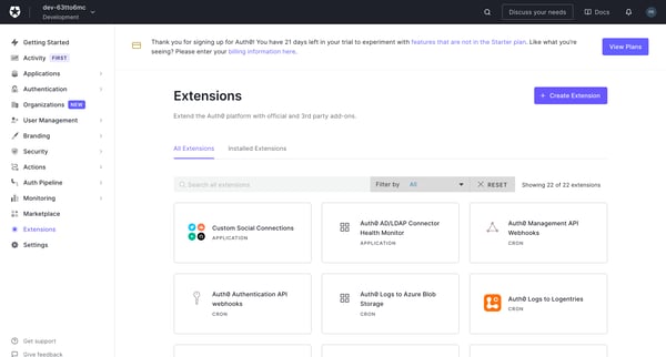 Extensions from Auth0