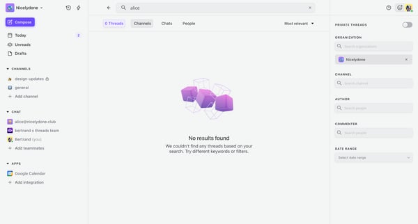 Threads screen