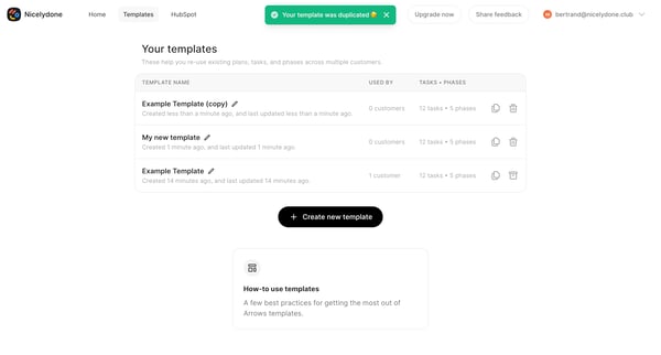 Templates – Arrows.to screen