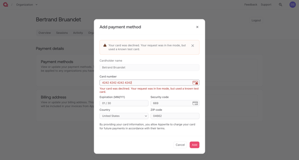 User - Appwrite screen