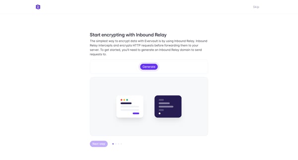 Evervault | Onboarding screen