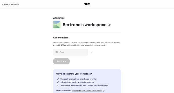 WeTransfer screen