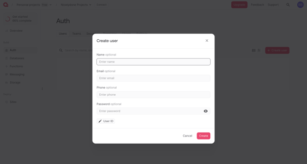 Auth - Appwrite screen