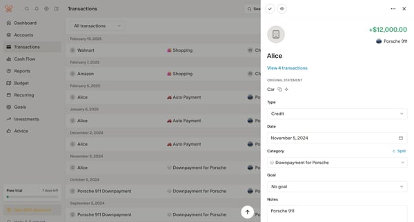 Monarch | Transactions screen