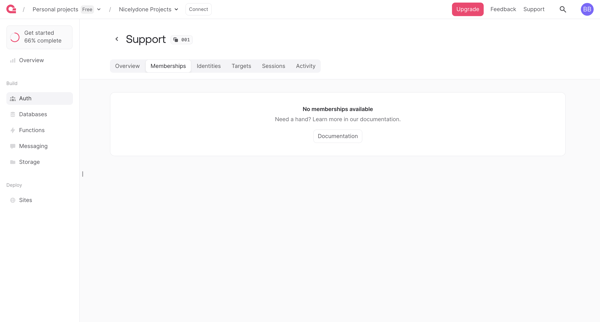 User - Appwrite screen