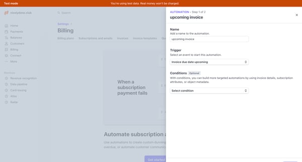Billing – nicelydone.club – Stripe [Test] screen