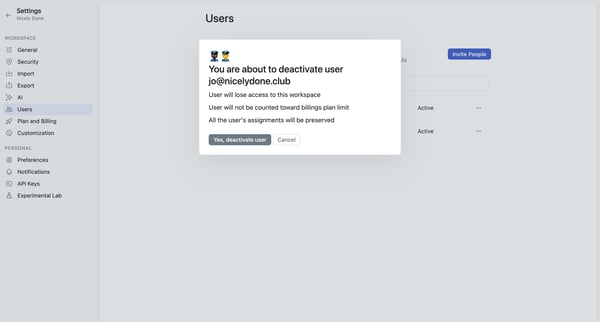 Users | Fibery screen