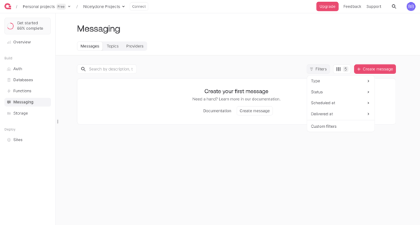Messaging - Appwrite screen