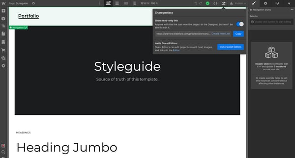 Webflow - Bertrands Marvelous Site screen