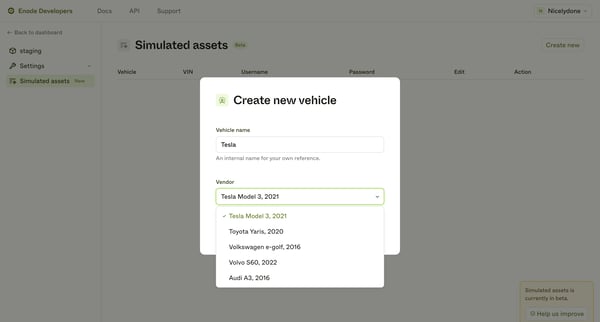 Enode Developers screen