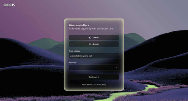Deck Console screen