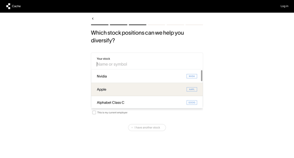 Cache – Get started screen