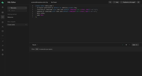 SQL | Supabase screen
