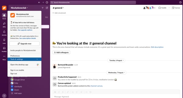general Channel - Nicelydoneclub - Slack from Slack