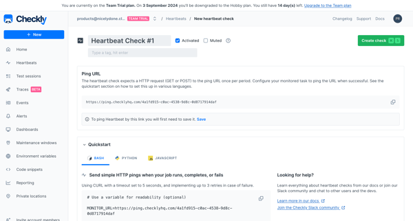 New heartbeat check screen