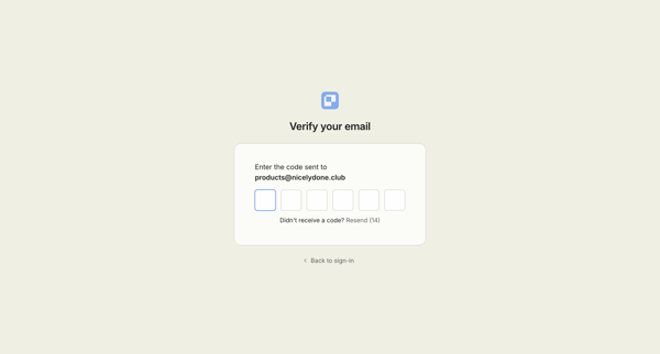 Verify your email screen