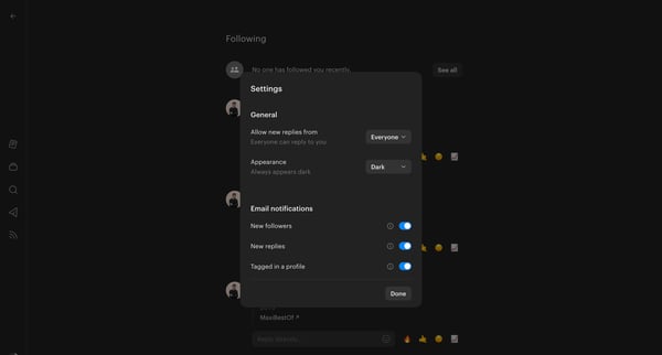 Following screen