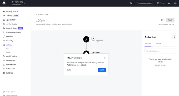 Login Flow screen