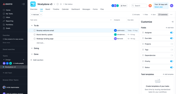Nicelydone v3 - Asana from Asana
