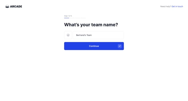 Create a team screen