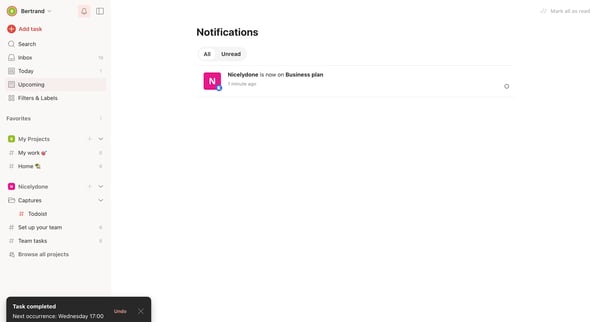 Notifications – Todoist screen