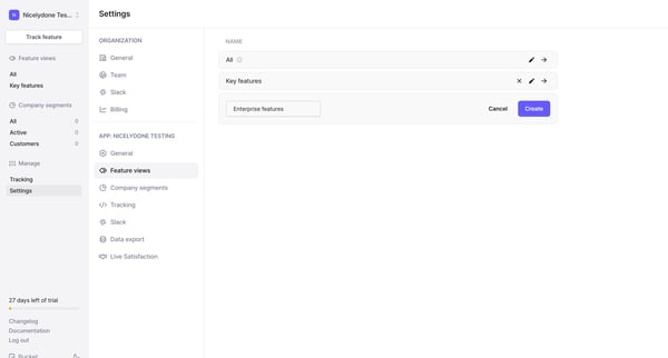 Settings › App › Feature views screen