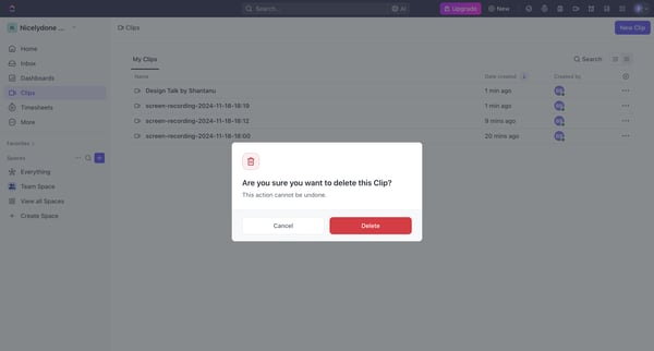Clips | Nicelydone Workspace 01 screen