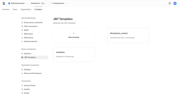 Dashboard | Clerk.com screen