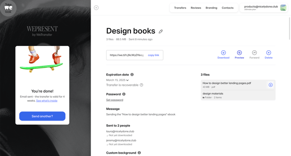 WeTransfer | Send Large Files Fast screen