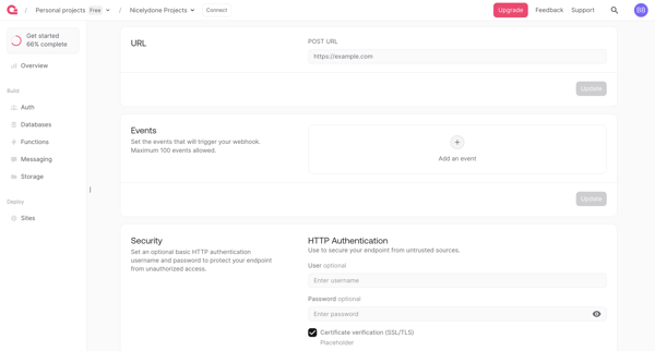 Webhook - Appwrite screen