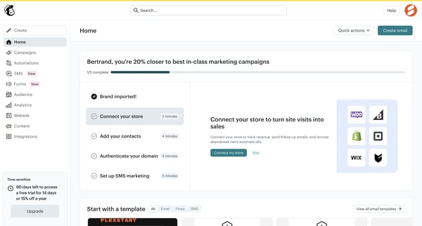 Home | Mailchimp screen